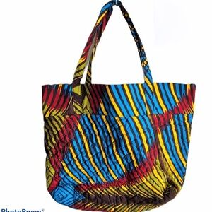 Bag Purse Tote African Print Cotton Quilted Multicolored Zipper Closure